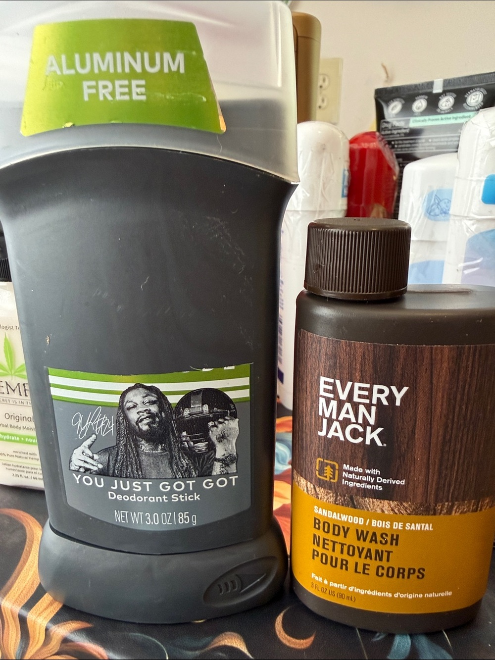 Dove deodorant stick every man Jack body wash, travel size
